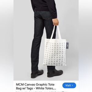 MCM  Canvas Graphic Design White and Black Tote Bag (New no tags) unisex Tote